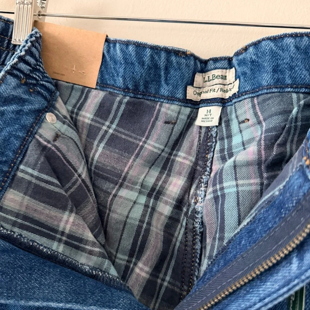 LLBean Original Fit Relaxed Jeans MT‎ 14 Flannel Lined